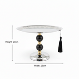 Black & Gold Footed Silver Metal Candy Tray – 20×25cm