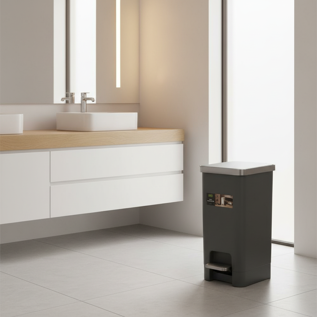 EKO Hana Grey Slim Plastic Pedal Dustbin – 10 Litre