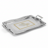 Germax Luxury Silver & Gold Stainless Steel Serving Tray with Handles | 49×32cm |