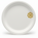 Servewell Off White Melamine Round Plate With Golden Leaves Design | 19CM