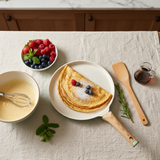 Nautilus Forged Aluminium Crepe Pan 24cm – Cream & Sage Green | Non-Stick | Wooden Handle