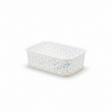 Exclusive Plastic Storage Basket - 20×14 cm - White / Dark Brown