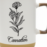 White Carnation Botanical Ceramic Mug - 350ml