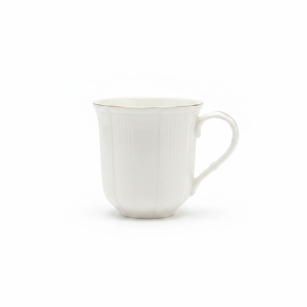 White Ceramic Mug with Gold Rim - 300ml