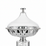 Acrylic Footed Silver Candy Bowl with Acrylic Dome Lid - 20×15 cm