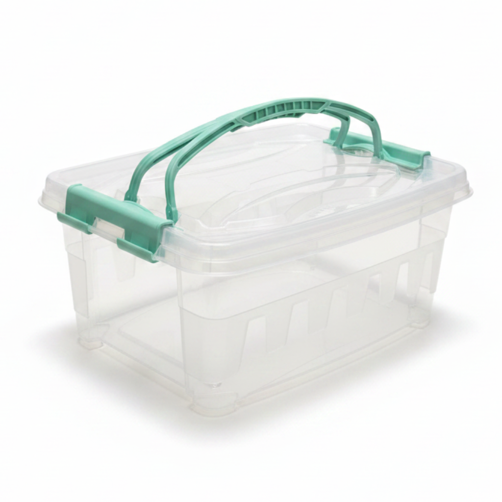 Polytime Rectangular Storage Box with Lid & Handle – 5 Ltr | 300×220×125 mm | Transparent