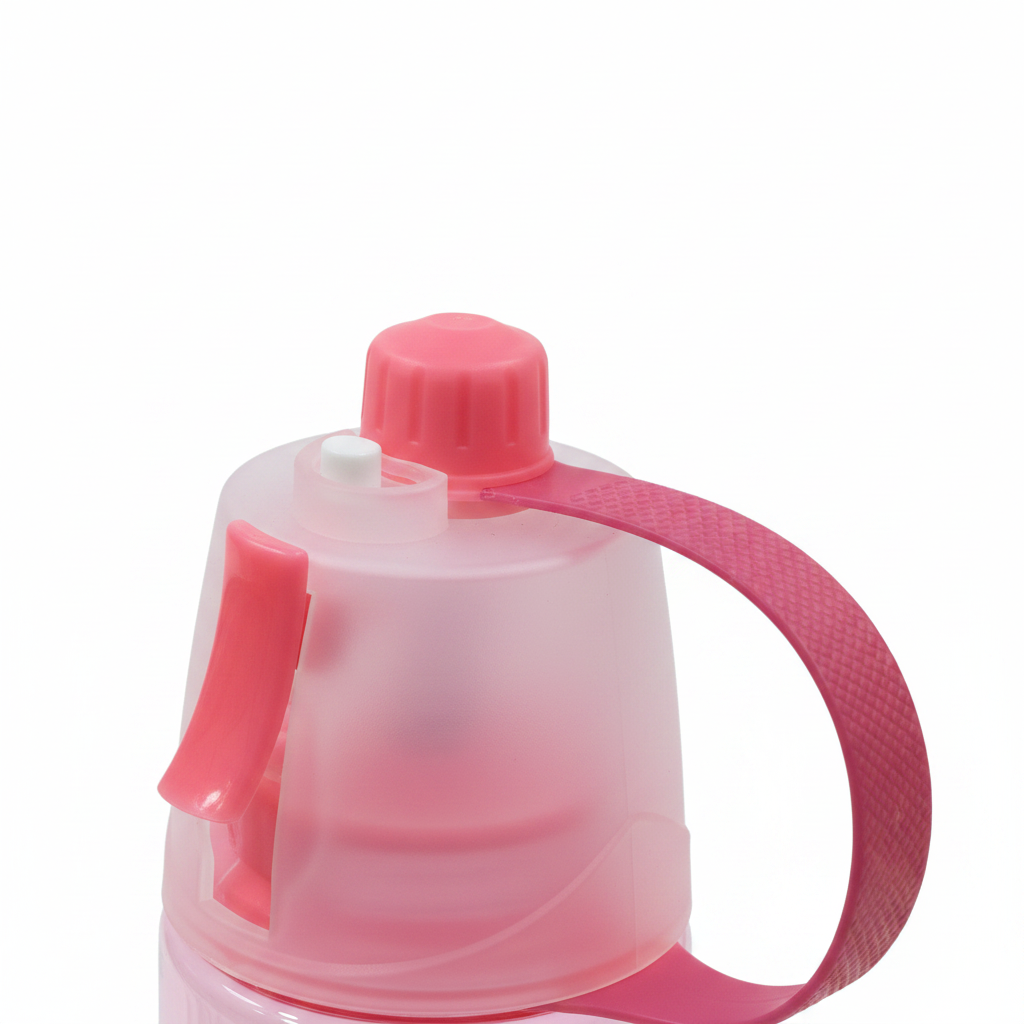 Now.B Button Spray Mist Sports Water Bottle – 600ml - Pink / Green / Black