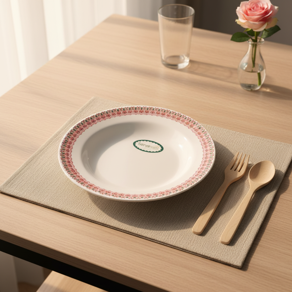 Servewell Melamine Dinner Plate 23cm | Elegant Floral Border Design