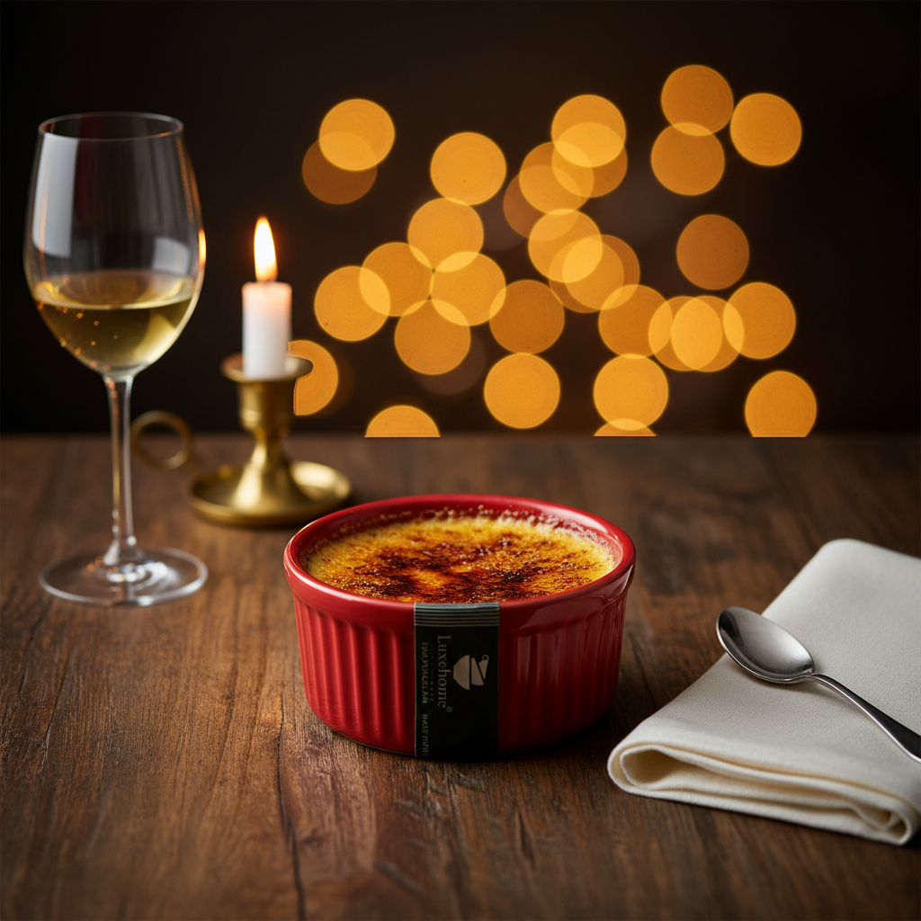 Luxehome Red Ceramic Ramekin Bowl | 9×4 cm |