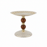 Brown & Gold Footed Cream Metal Candy Tray -  19×20cm