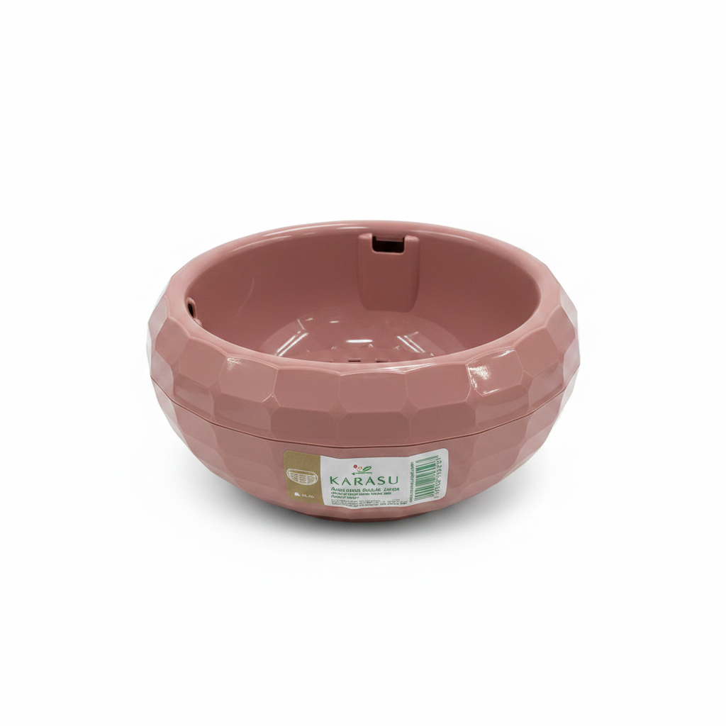 Karasu Geometric Plastic Planter Bowl - 0.7L - Rose / Grey