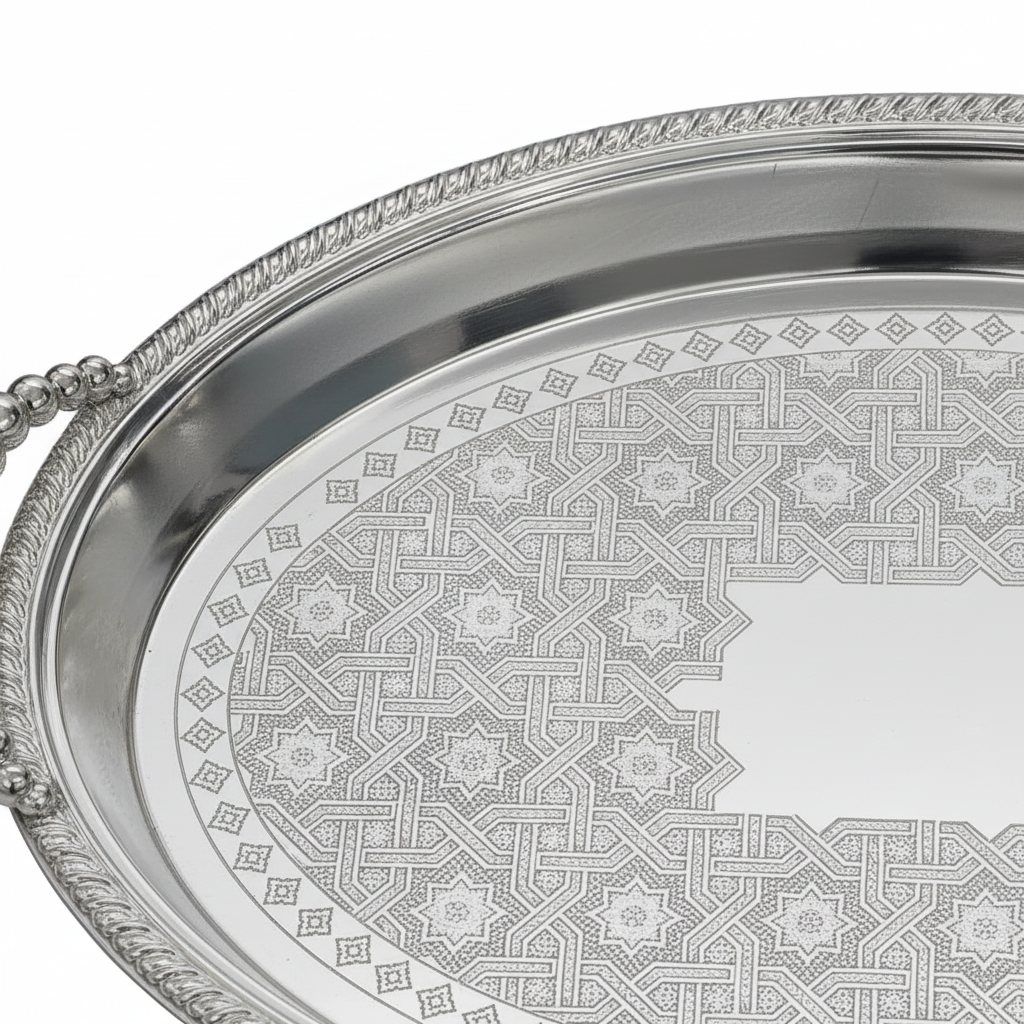 Pilsco Silver Metal Oval Serving Tray - 45×32cm
