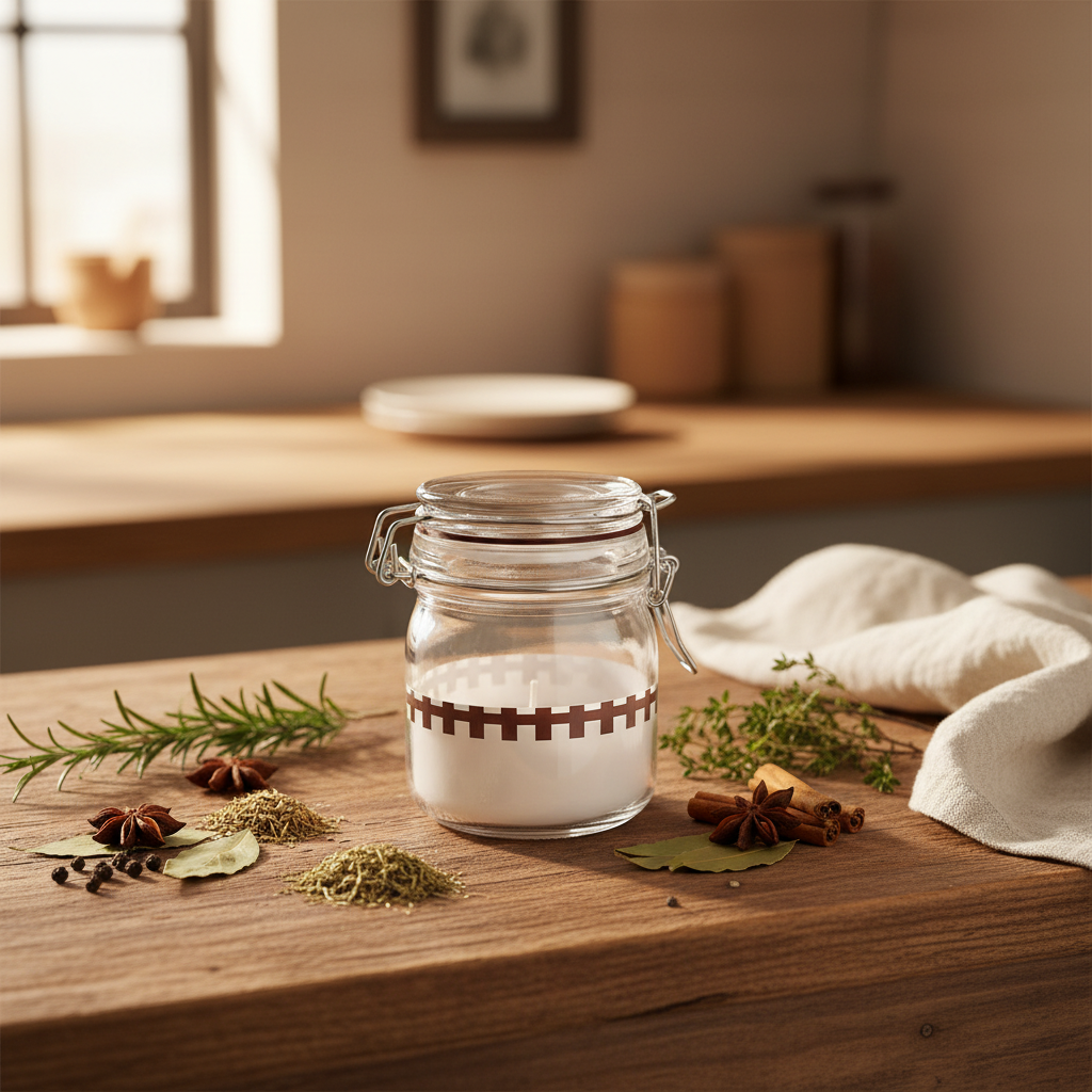 Glass Storage Jar with Clip Lid & Decorative Band – Airtight Borosilicate Glass Canister for Kitchen, Gifting & Home Organisation | 200ml / 250ml |