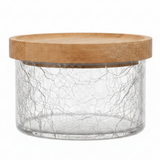 Ameco Crackle Glass Canister with Bamboo Wooden Lid – 180ml |