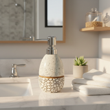 White Speckled Ceramic & Plastic Liquid Soap Dispenser – 400ml