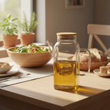 Glass Oil Pot with Bamboo Lid & Measurement Markings – 1 Litre