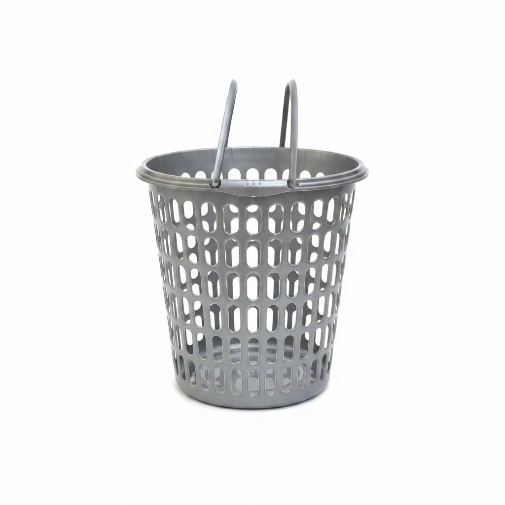 Sarvah Grey Plastic Laundry Basket with Handles - 45×42 cm