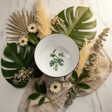 Royalford Black & White Melamine Bowl with Green Leaf Design 6 Inch