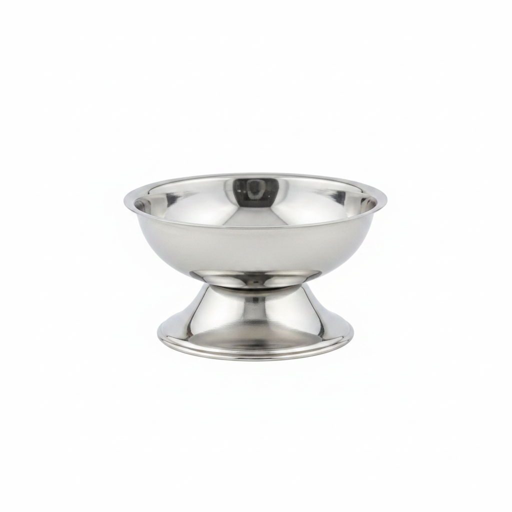 Silver Stainless Steel Ice Cream Cup with Pedestal Base – 10×5 cm
