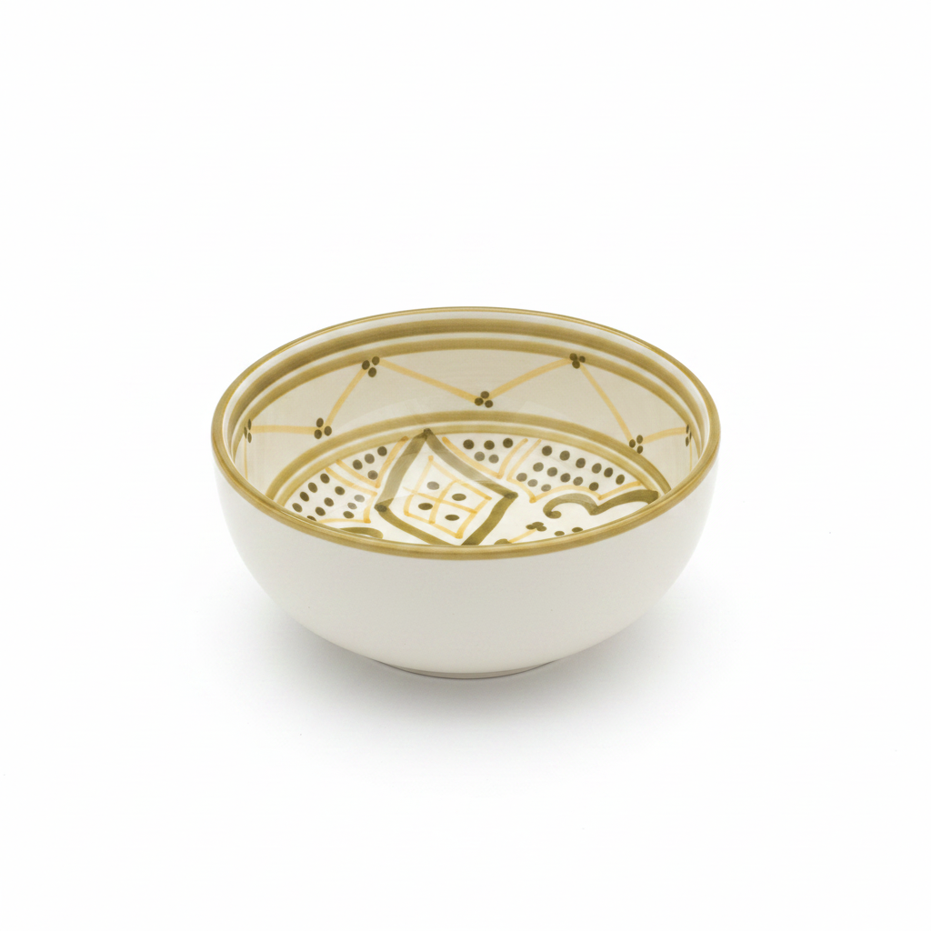 Slama Cream & Olive Gold Ceramic Soup Bowl - 13cm