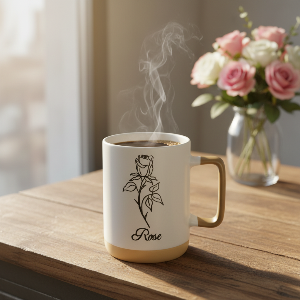 White Rose Ceramic Mug - 350ml