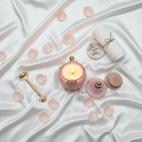 AURA+CO Luxury Scented Candle | Glass Jar with Lid | 12-Hour Burn Time | 10×10cm | Rose Petals & Jasmine / French Vanilla
