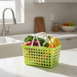 Mini Plastic Basket with Handle – 26×16cm -  Lime Green / Light Blue