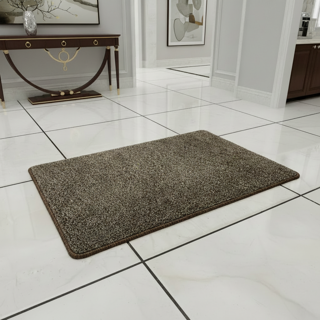 Anti-Slip Rectangle Door Mat | Soft Speckled Pile | Durable Entrance Rug for Home, Kitchen & Hallway | 68 × 44 cm | Brown Beige