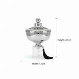 Acrylic Footed Silver Metal Candy Bowl with Lid - 22 × 13 cm