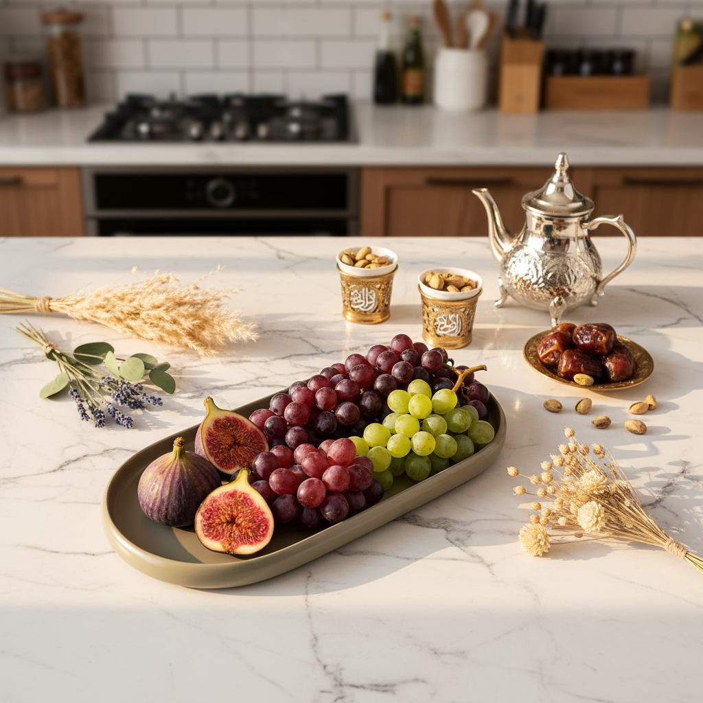 Luhpar Oval Ceramic Serving Tray | 35.4 × 19.4 cm | Taupe, Off White, Brown |