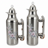 Mahra Vacuum Flask Set – 1L & 0.7L | Nickel with Shiny Silver Floral