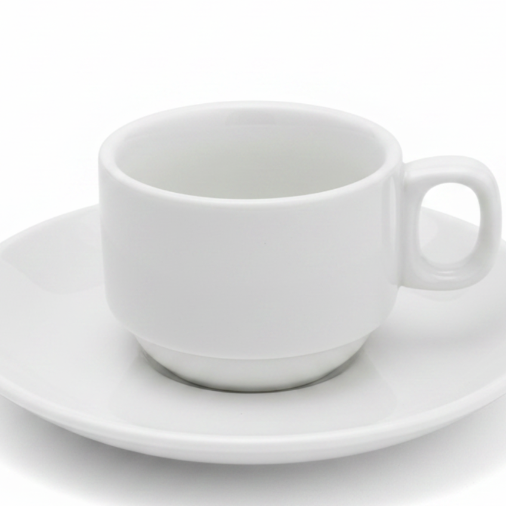 Porceletta White Ceramic Cup & Saucer Set — 80ml