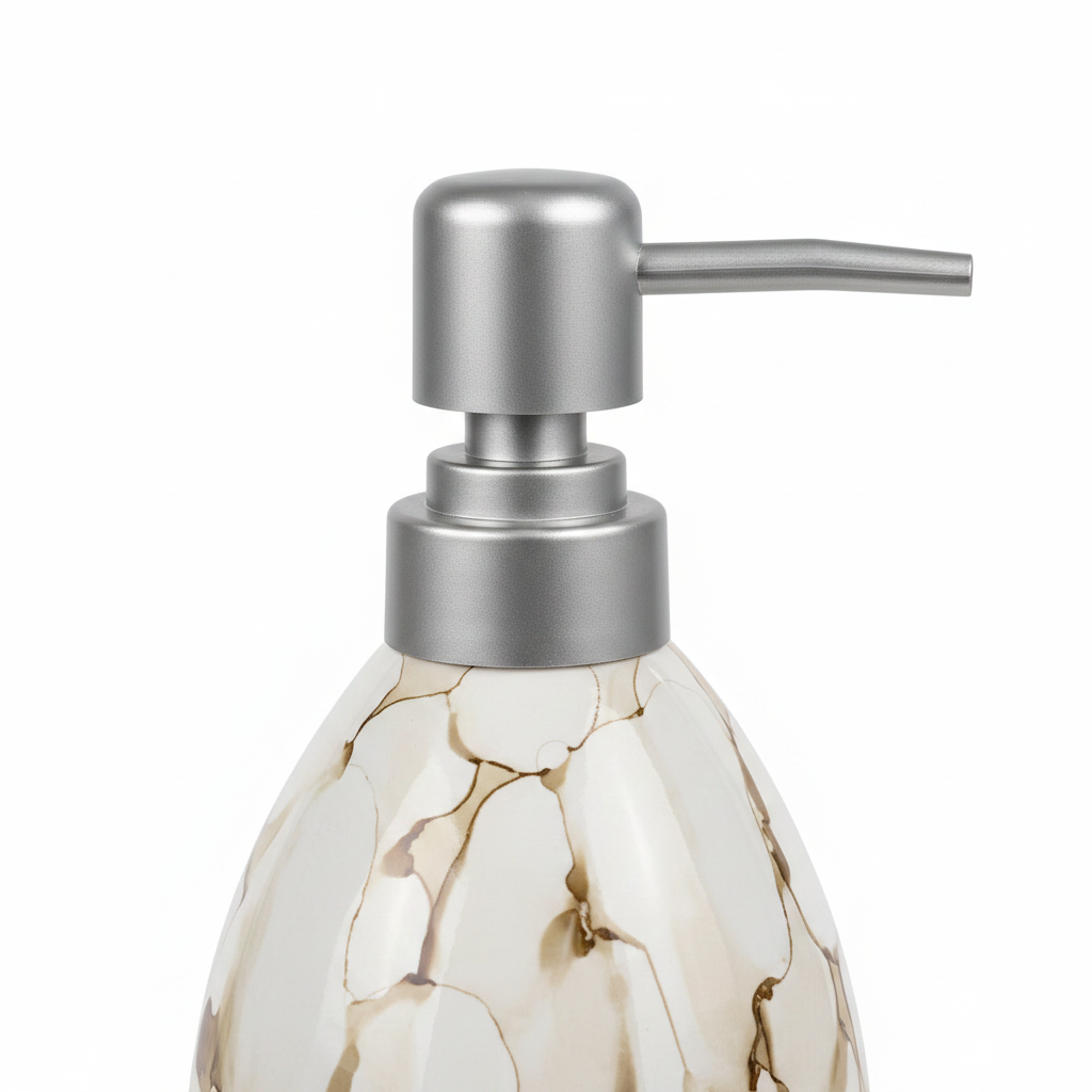 White Ceramic & Plastic Liquid Soap Dispenser – 400ml