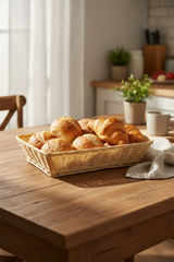 Sunnex Rectangular Poly Rattan Basket 30×22×6 cm – Natural Woven Serving Tray