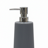 Grey Plastic Ribbed Soap Dispenser with Chrome Pump – 400ml