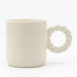 Ceramic Mug with Elegant Twisted Rope Handle | 300ml | Beige,Cream |