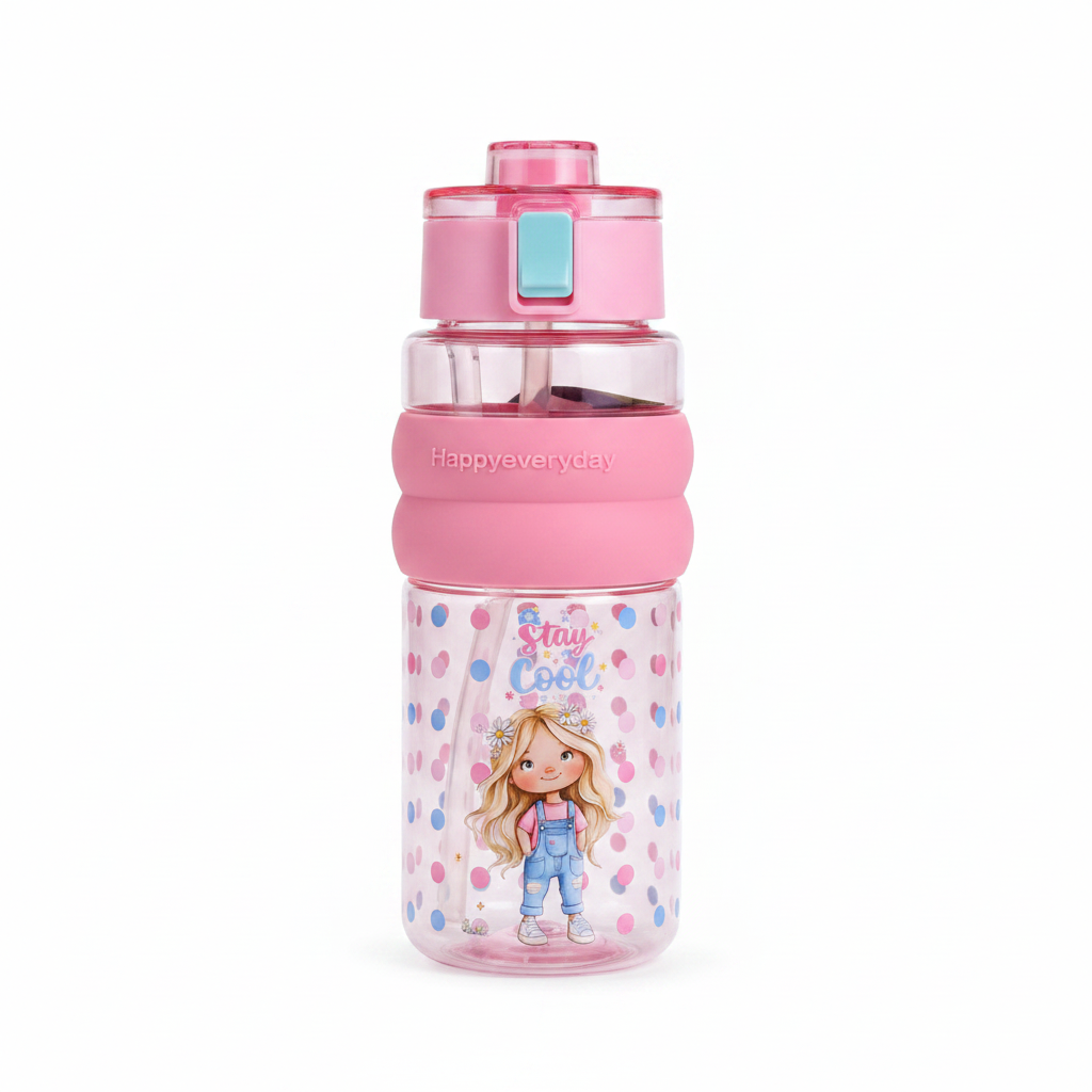 SBC Pink"Happy Everyday" Kids Plastic Water Bottle — 750ml