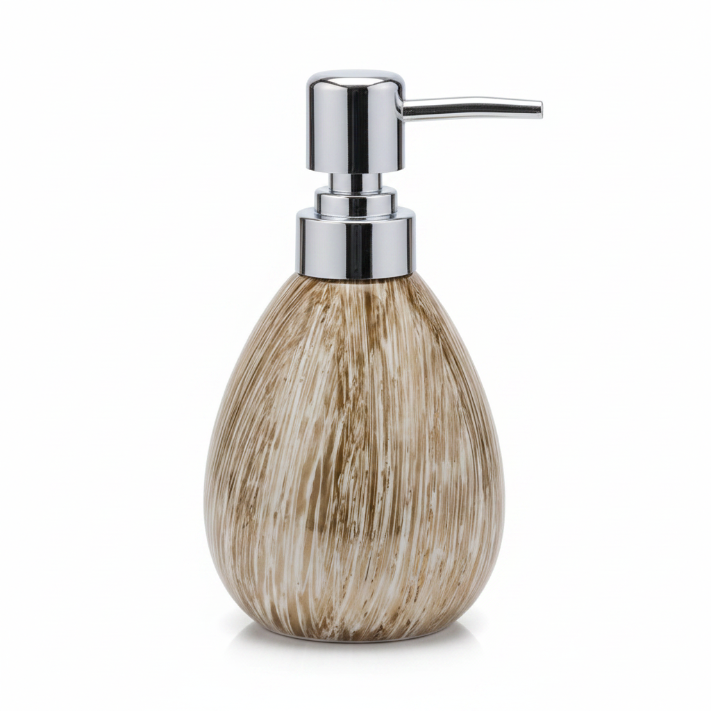 Golden Brushstroke Ceramic & Plastic Liquid Soap Dispenser – 400ml