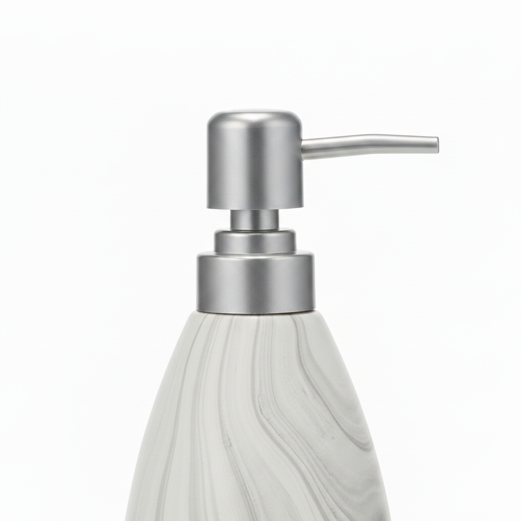 White & Grey Marble Swirl Ceramic & Plastic Liquid Soap Dispenser – 400ml
