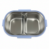 SBC Blue & Green 2-Section Stainless Steel Lunch Box with Spoon – 23×16cm