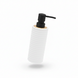 White Ribbed Plastic Liquid Soap Dispenser - 400ml - White / Black / Peach