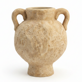 Beige Ceramic Amphora Vase 23cm | Rustic Textured Double-Handle Decorative Vase for Home, Majlis & Event Styling