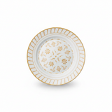 Luhpar White & Gold Floral Round Ceramic Side Plate - 7.5 Inch