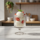 Elegant Ribbed Footed Glass Ice Cream Cup | 150ml |