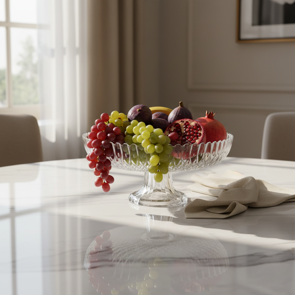Crystal Glass Footed Fruit Plate - 26×12 cm