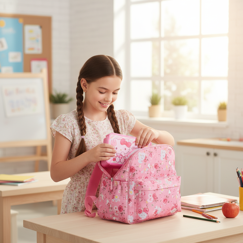 Hello Kitty Pink Plastic Lunch Box – 20×14cm