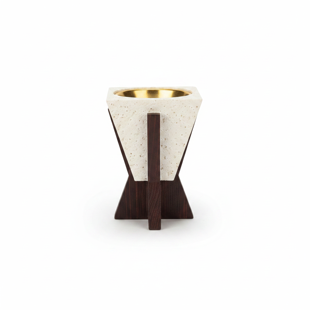 Cream & Brown Chalk Incense Burner - 9×6.5 cm