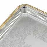 Najib Gold & Silver Metal Serving Tray – 40×26cm