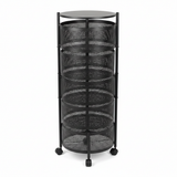 Black 5-Tier Rotating Round Storage Basket with Wheels - 90×30cm