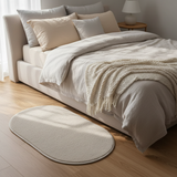 Oval Door Mat | Non-Slip Rug for Entryway, Bathroom & Bedroom | Beige Cream | 62 x 38 cm
